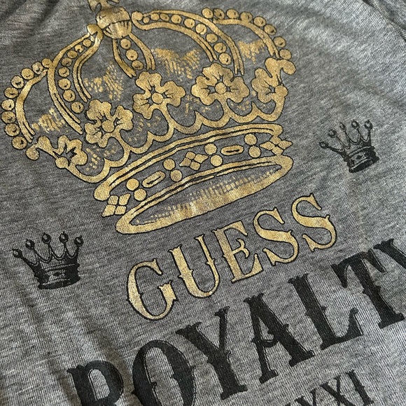 Guess Retro Y2k gorgeous gold glitter crown short sleeve top - Picture 10 of 12